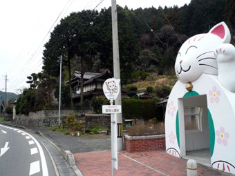 猫塚バス停横です